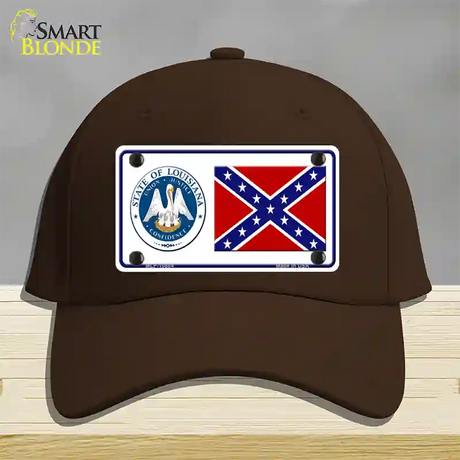 Confederate Flag Louisiana Seal Novelty License Plate Hat Cotton / Dark Brown