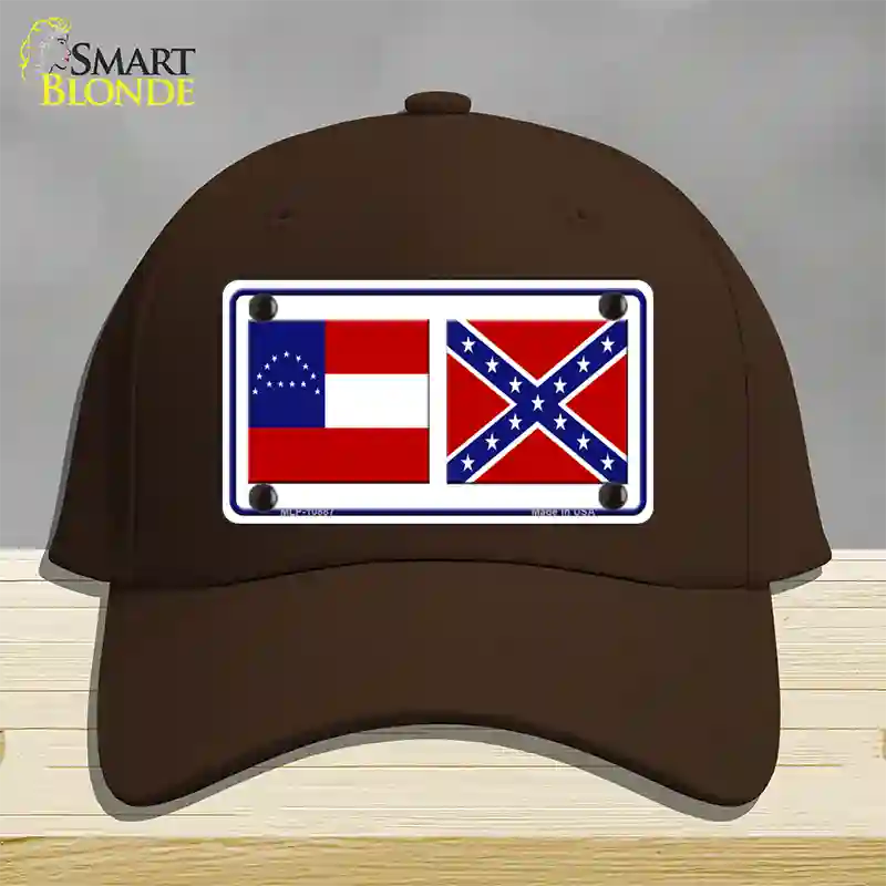 Confederate Robert E Lee Flag Novelty License Plate Hat Cotton / Dark Brown