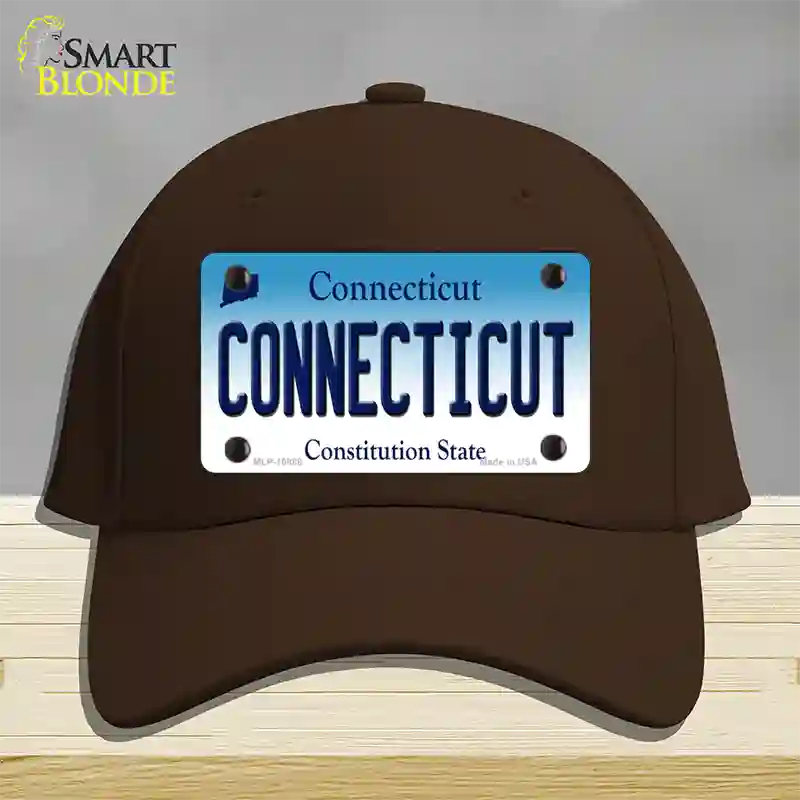 Connecticut State Novelty License Plate Hat Cotton / Dark Brown