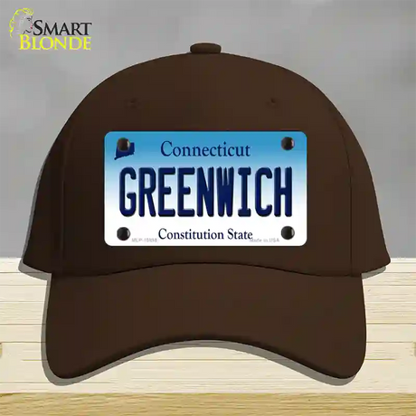 Greenwich Connecticut Novelty License Plate Hat Cotton / Dark Brown