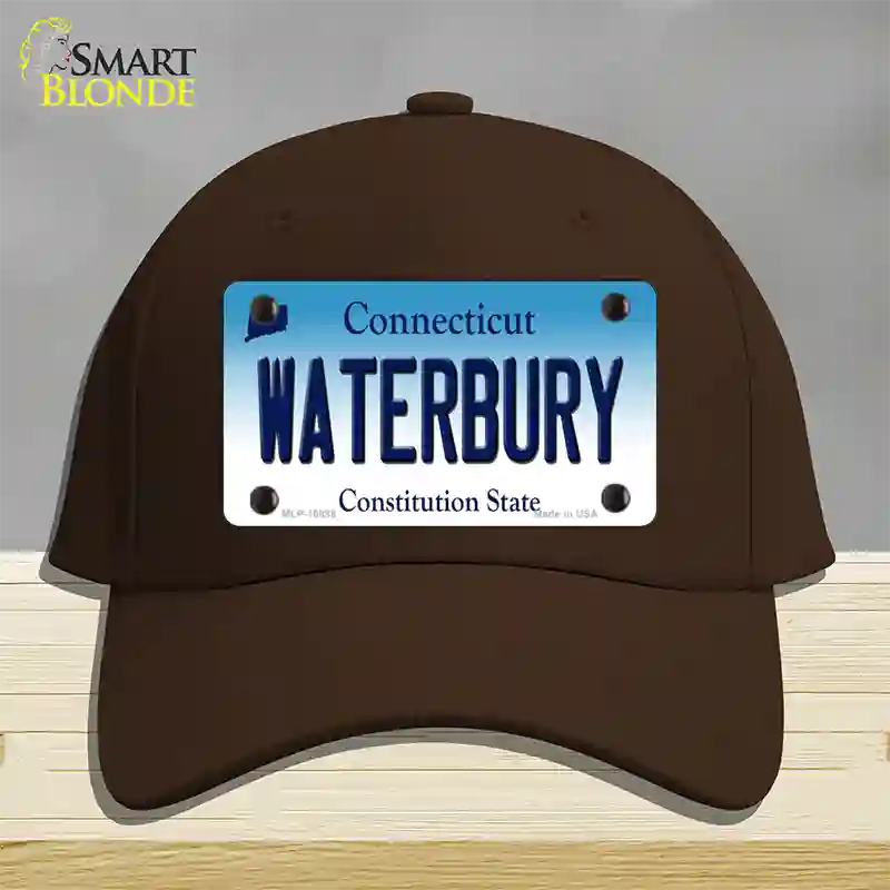 Waterbury Connecticut Novelty License Plate Hat Cotton / Dark Brown