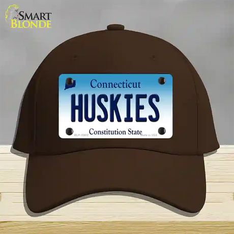 Huskies Connecticut Novelty License Plate Hat Cotton / Dark Brown