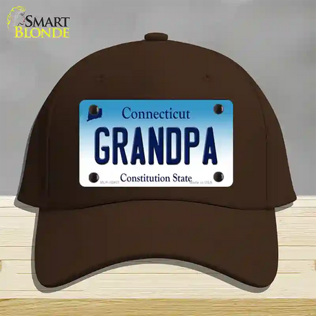 Grandpa Connecticut Novelty License Plate Hat Cotton / Dark Brown