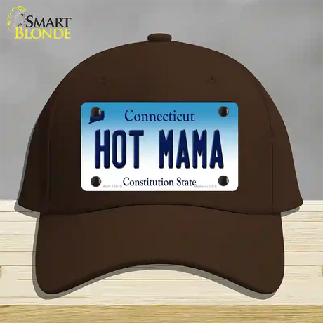 Hot Mama Connecticut Novelty License Plate Hat Cotton / Dark Brown