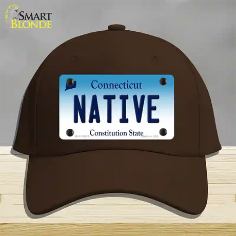 Native Connecticut Novelty License Plate Hat Cotton / Dark Brown