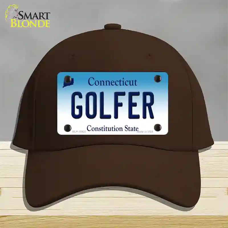 Golfer Connecticut Novelty License Plate Hat Cotton / Dark Brown