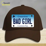 Bad Girl Connecticut Novelty License Plate Hat Cotton / Dark Brown