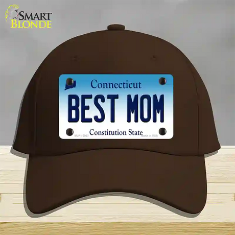 Best Mom Connecticut Novelty License Plate Hat Cotton / Dark Brown