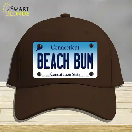 Beach Bum Connecticut Novelty License Plate Hat Cotton / Dark Brown