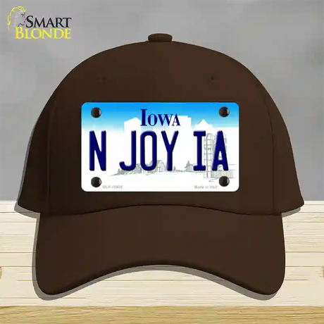 N Joy IA Iowa Novelty License Plate Hat Cotton / Dark Brown