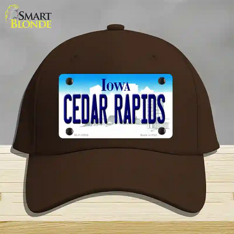 Cedar Rapids Iowa Novelty License Plate Hat Cotton / Dark Brown