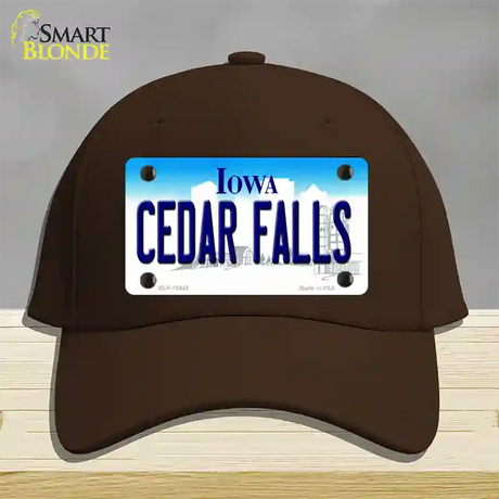 Cedar Falls Iowa Novelty License Plate Hat Cotton / Dark Brown