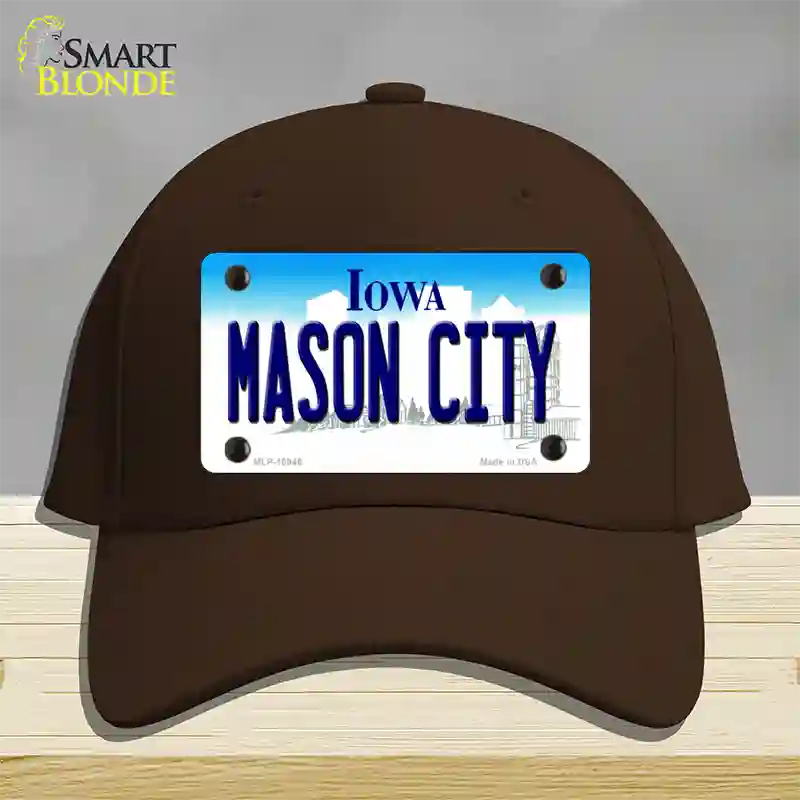 Mason City Iowa Novelty License Plate Hat Cotton / Dark Brown