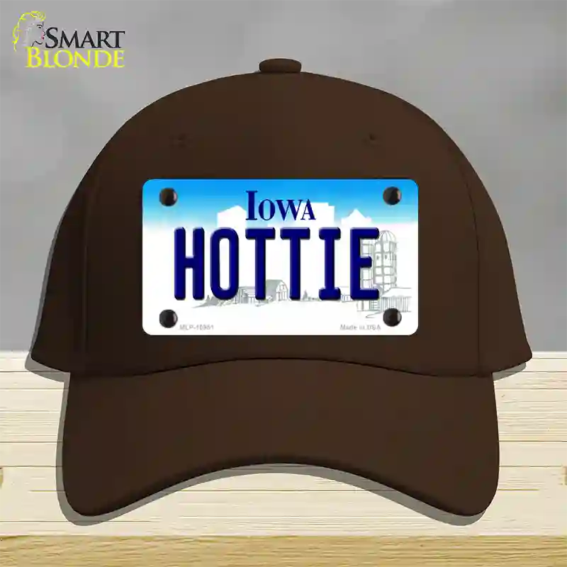 Hottie Iowa Novelty License Plate Hat Cotton / Dark Brown