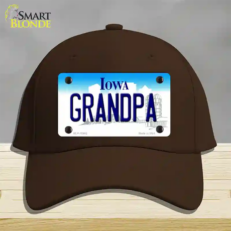 Grandpa Iowa Novelty License Plate Hat Cotton / Dark Brown