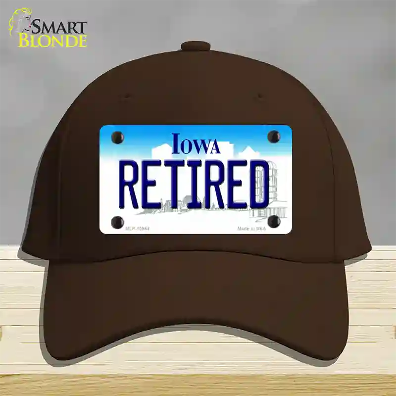 Retired Iowa Novelty License Plate Hat Cotton / Dark Brown