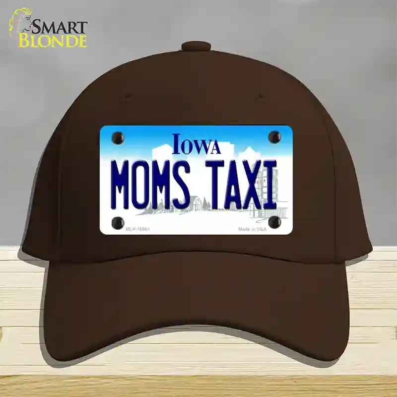 Moms Taxi Iowa Novelty License Plate Hat Cotton / Dark Brown