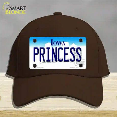 Princess Iowa Novelty License Plate Hat Cotton / Dark Brown