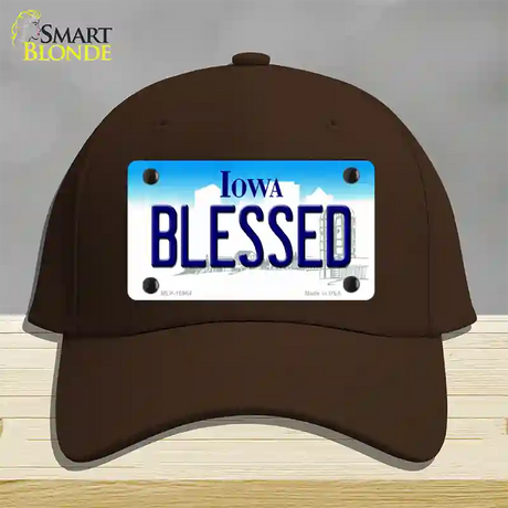 Blessed Iowa Novelty License Plate Hat Cotton / Dark Brown