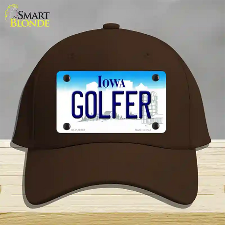 Golfer Iowa Novelty License Plate Hat Cotton / Dark Brown