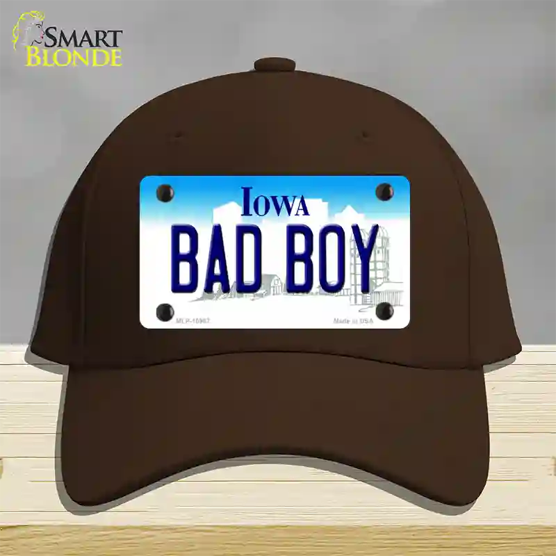 Bad Boy Iowa Novelty License Plate Hat Cotton / Dark Brown