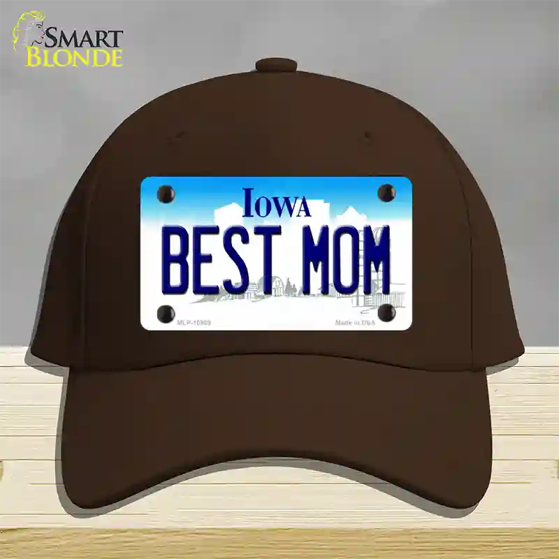 Best Mom Iowa Novelty License Plate Hat Cotton / Dark Brown