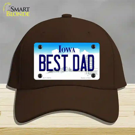 Best Dad Iowa Novelty License Plate Hat Cotton / Dark Brown