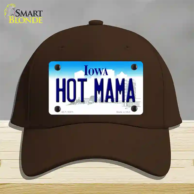 Hot Mama Iowa Novelty License Plate Hat Cotton / Dark Brown