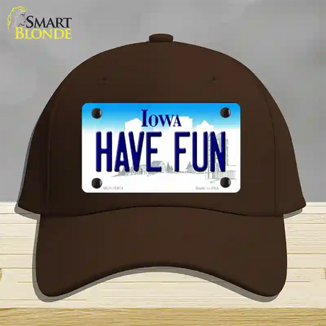 Have Fun Iowa Novelty License Plate Hat Cotton / Dark Brown