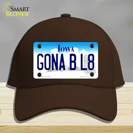 Gona B L8 Iowa Novelty License Plate Hat Cotton / Dark Brown