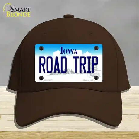 Road Trip Iowa Novelty License Plate Hat Cotton / Dark Brown