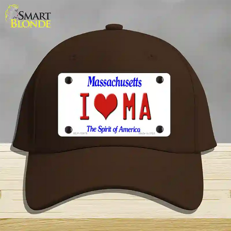 I Love Massachusetts Novelty License Plate Hat Cotton / Dark Brown