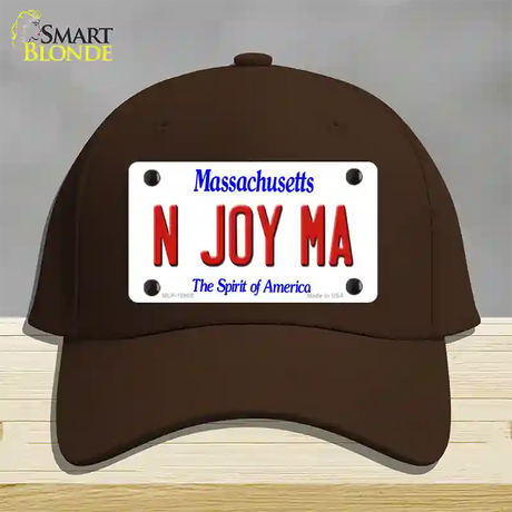 N Joy MA Massachusetts Novelty License Plate Hat Cotton / Dark Brown