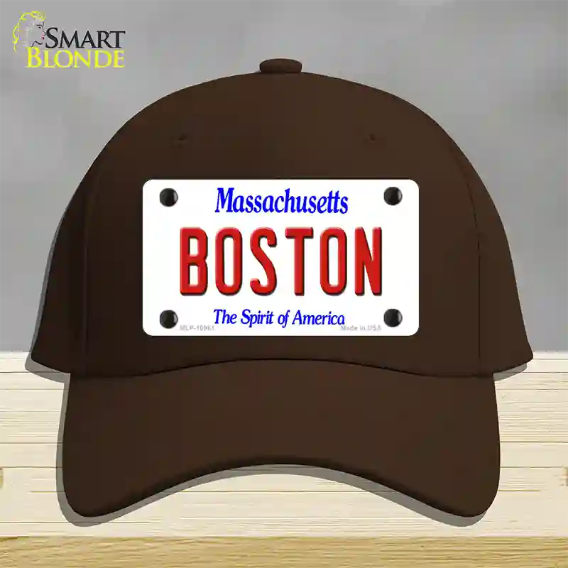 Boston Massachusetts Novelty License Plate Hat Cotton / Dark Brown