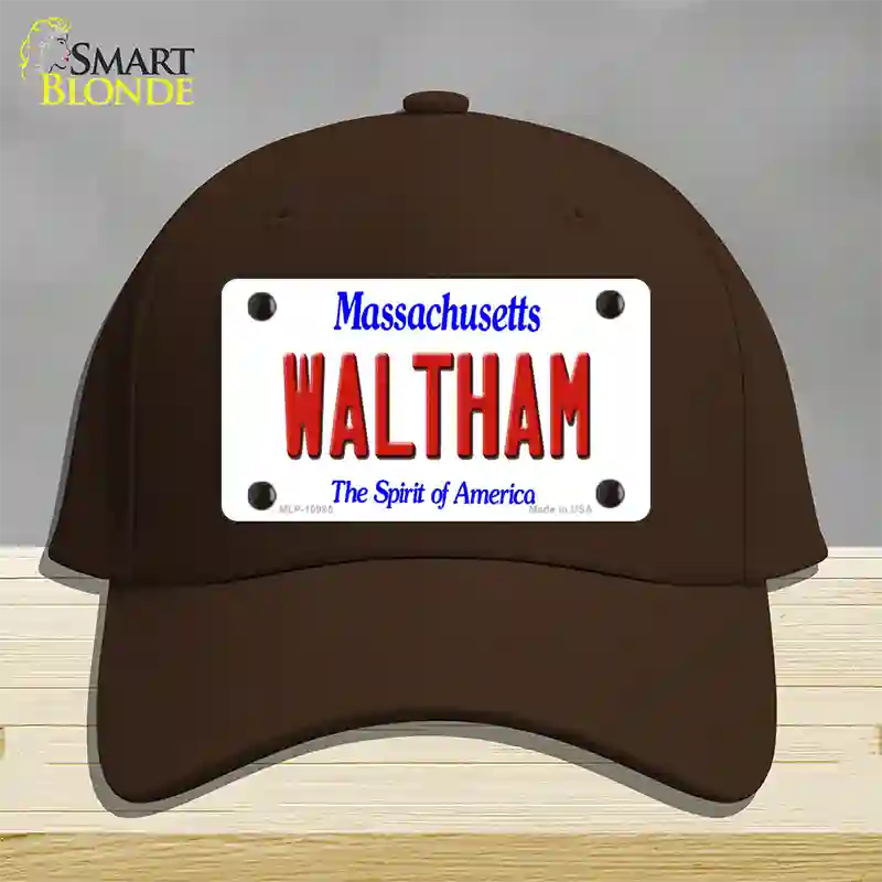 Waltham Massachusetts Novelty License Plate Hat Cotton / Dark Brown