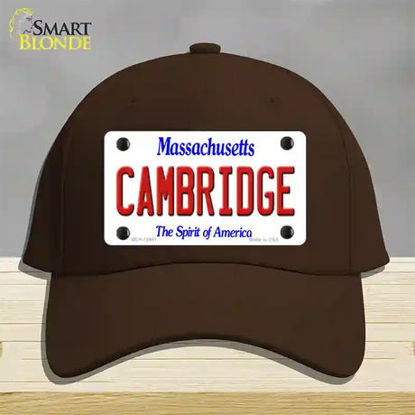 Cambridge Massachusetts Novelty License Plate Hat Cotton / Dark Brown