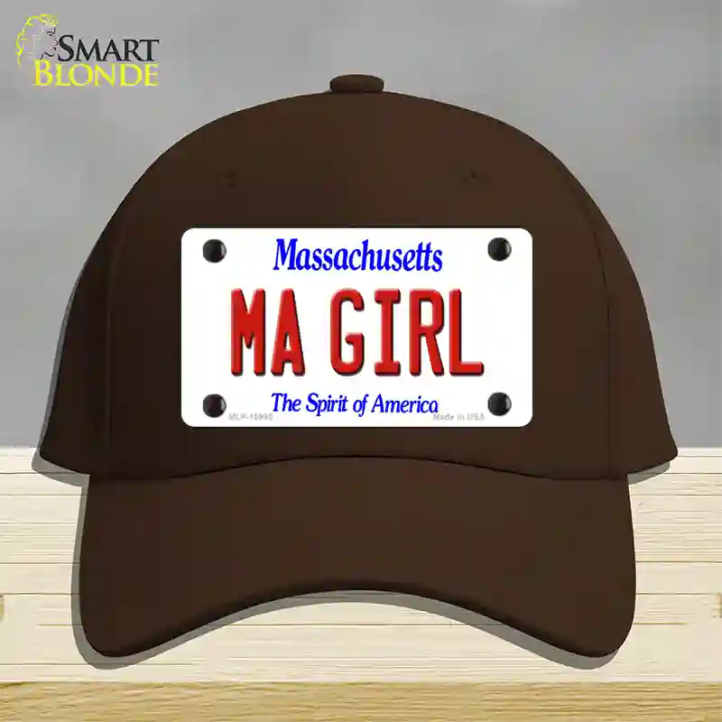 MA Girl Massachusetts Novelty License Plate Hat Cotton / Dark Brown