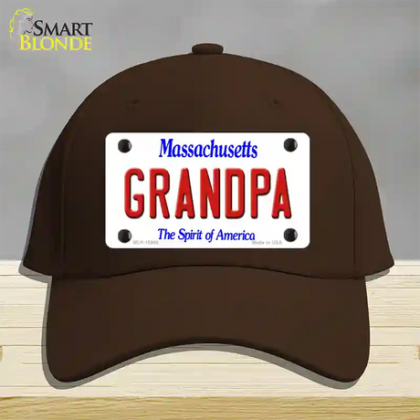 Grandpa Massachusetts Novelty License Plate Hat Cotton / Dark Brown