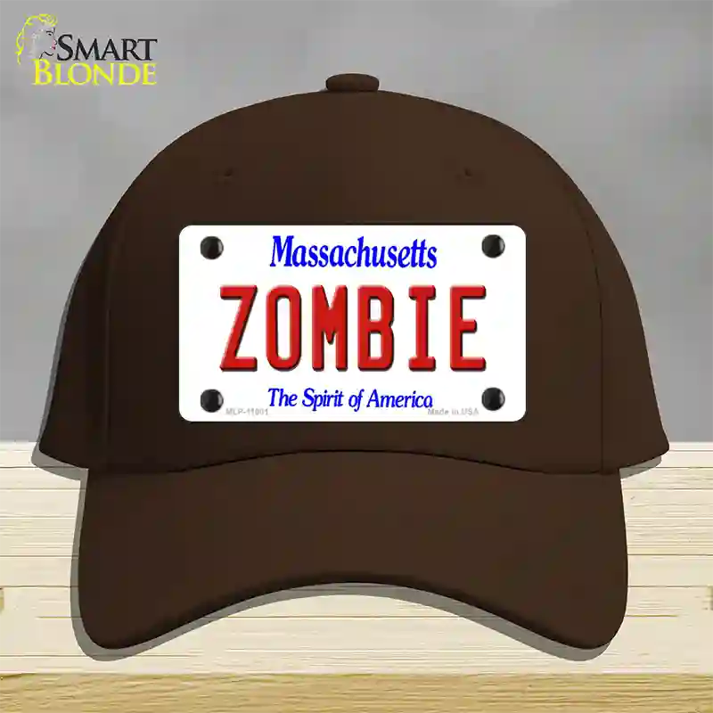 Zombie Massachusetts Novelty License Plate Hat Cotton / Dark Brown