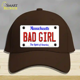 Bad Girl Massachusetts Novelty License Plate Hat Cotton / Dark Brown