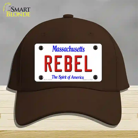 Rebel Massachusetts Novelty License Plate Hat Cotton / Dark Brown