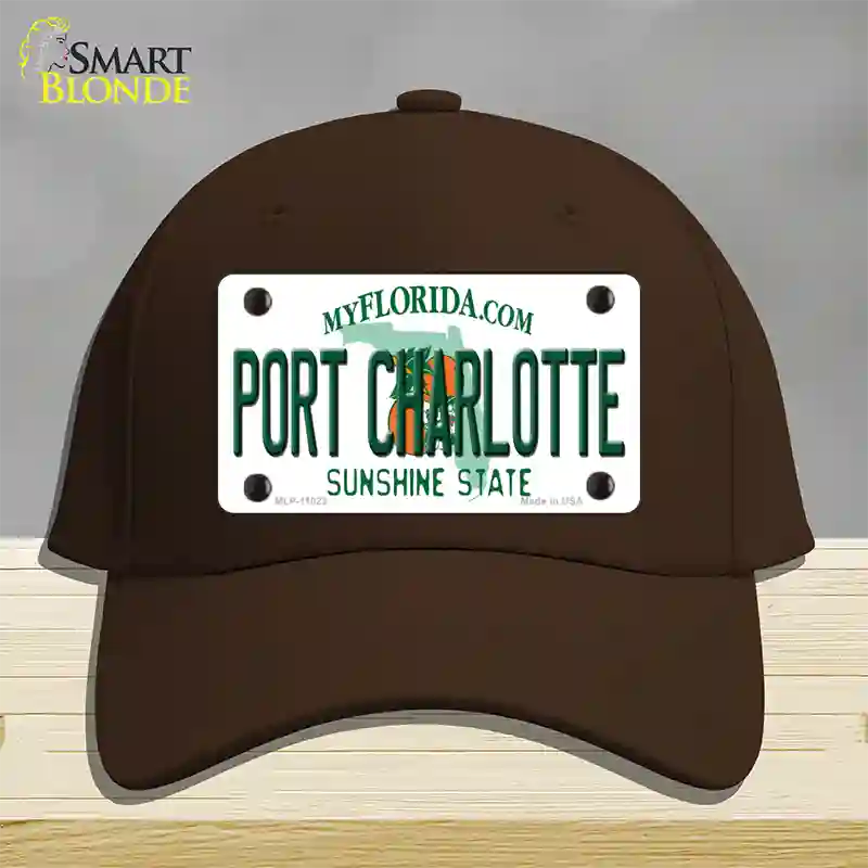 Port Charlotte Florida Novelty License Plate Hat Cotton / Dark Brown