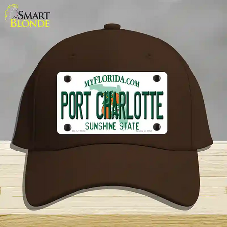 Port Charlotte Florida Novelty License Plate Hat Cotton / Dark Brown