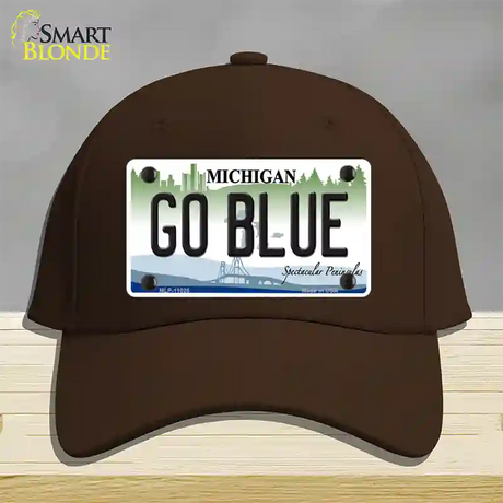 Go Blue Michigan Novelty License Plate Hat Cotton / Dark Brown