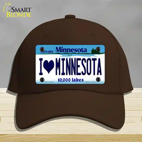 I Love Minnesota Novelty License Plate Hat Cotton / Dark Brown