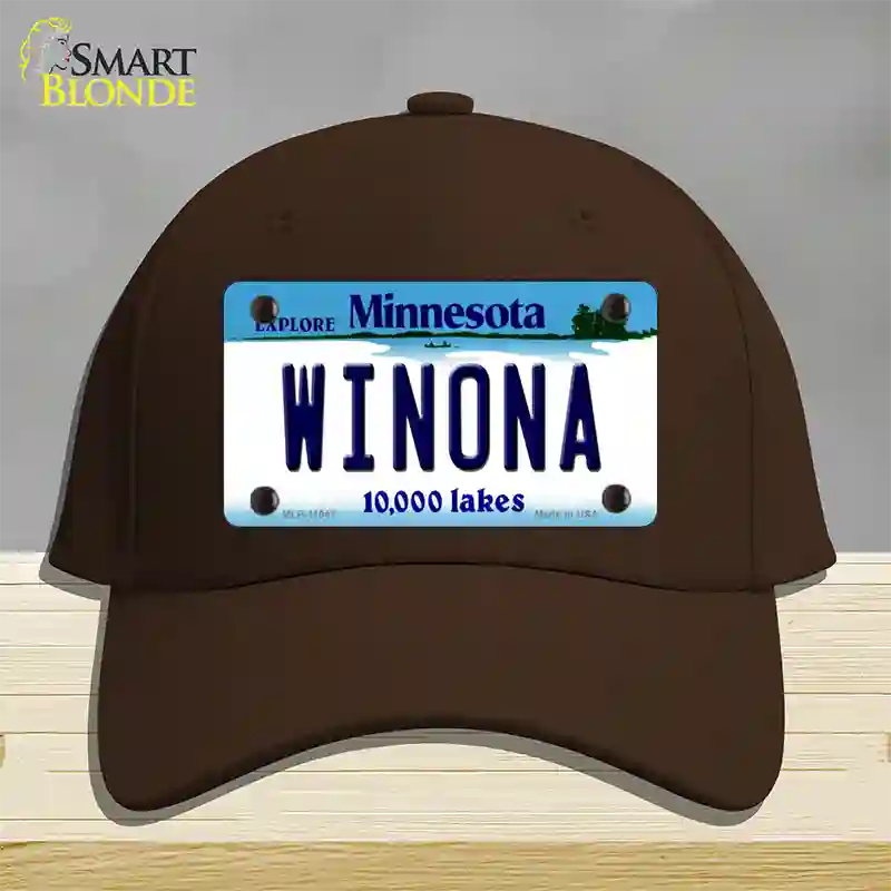 Winona Minnesota State Novelty License Plate Hat Cotton / Dark Brown