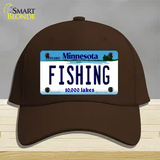 Fishing Minnesota State Novelty License Plate Hat Cotton / Dark Brown