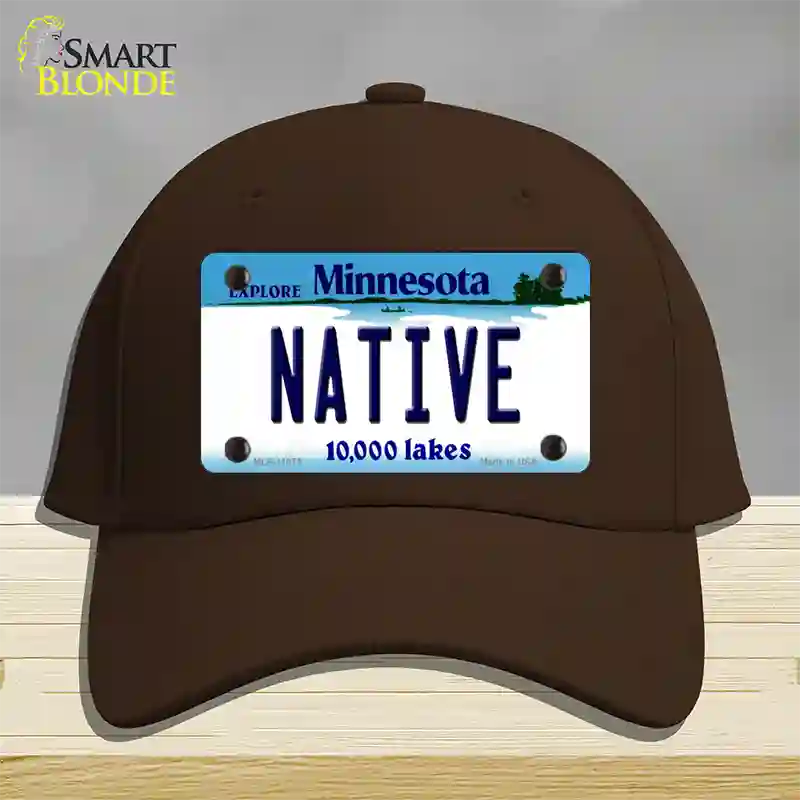 Native Minnesota State Novelty License Plate Hat Cotton / Dark Brown