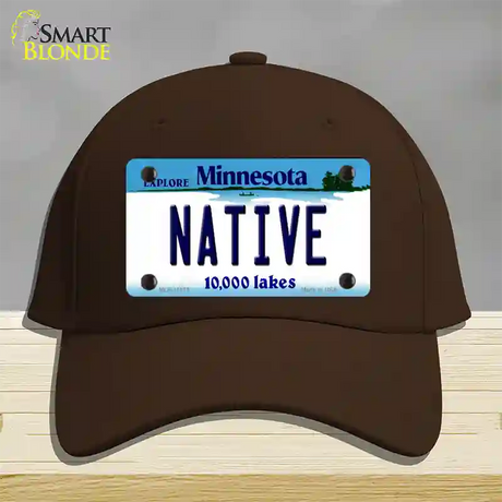 Native Minnesota State Novelty License Plate Hat Cotton / Dark Brown