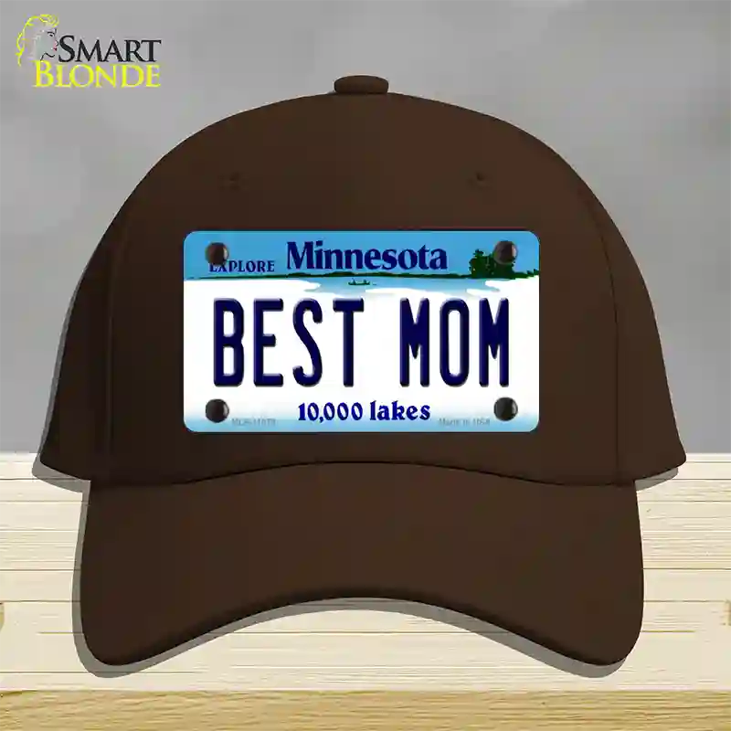 Best Mom Minnesota State Novelty License Plate Hat Cotton / Dark Brown